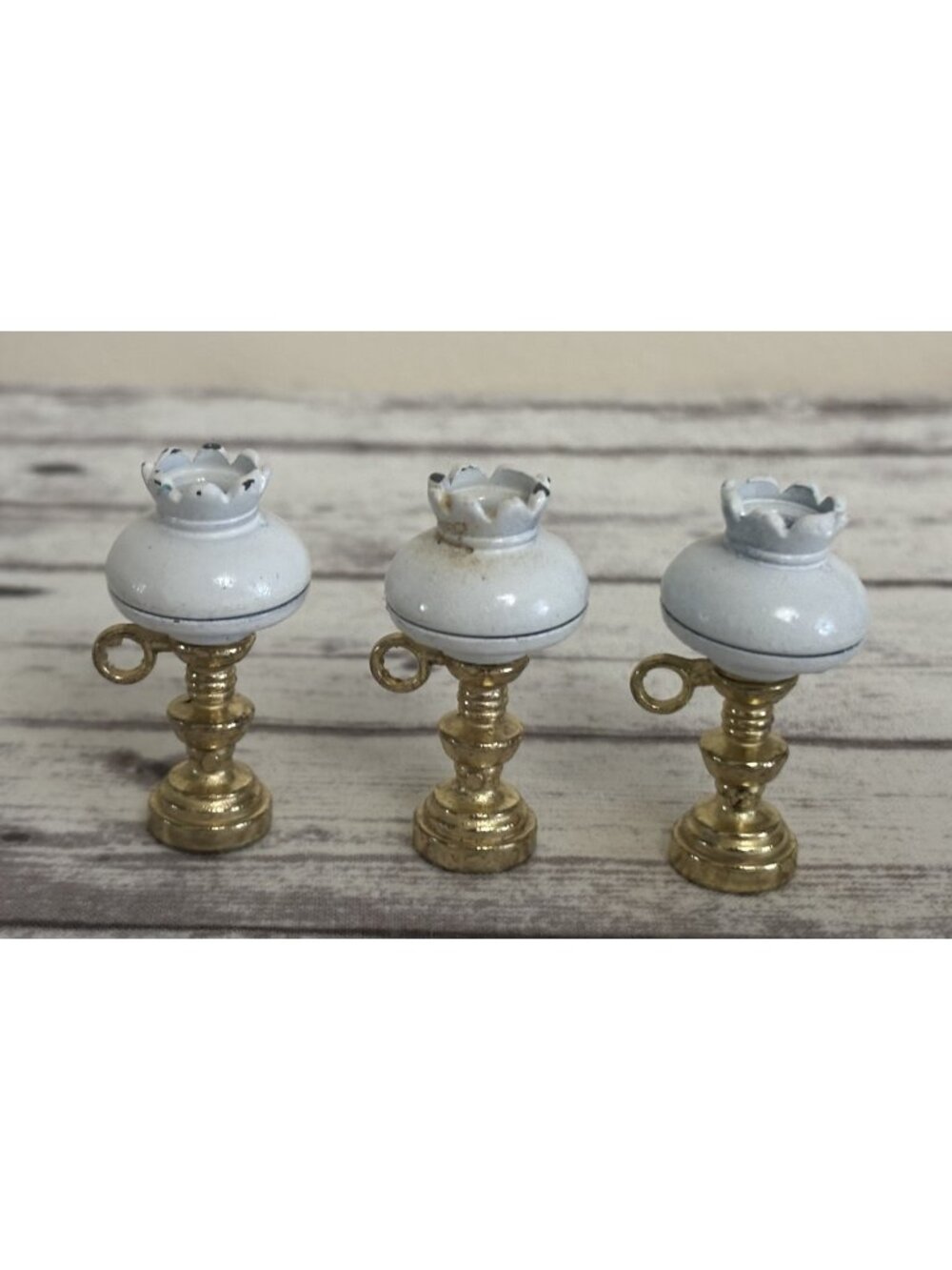 Miniature Dollhouse Victorian Parlour  Desk Lamp ~ Metal 1 5/8" high Lot Of (3)